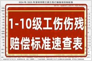 张治儒：2024年/2025年深圳市职工工伤赔偿项目和标准